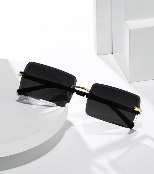 Black & Gold Rimless Sunglasses