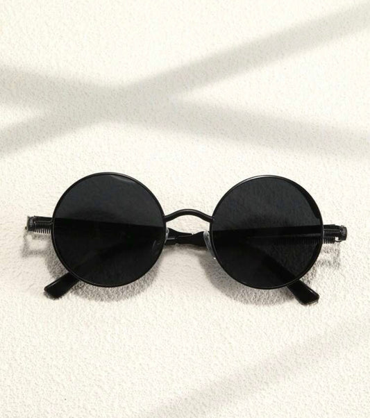 Black Vintage Round frame Sunglasses