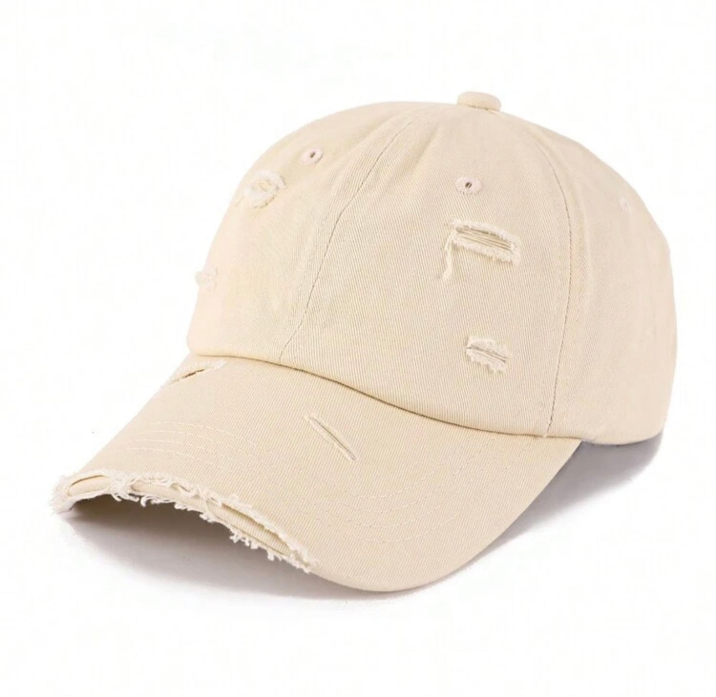 Beige Distressed Cap