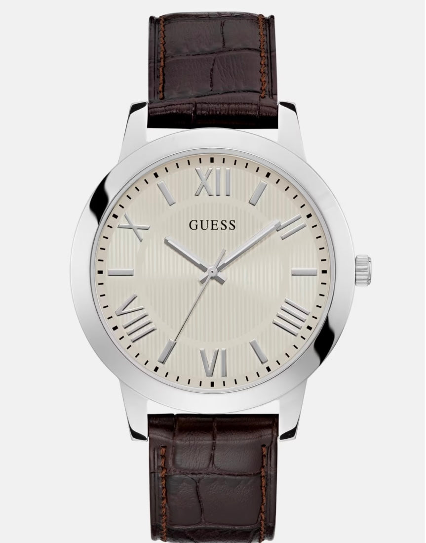 Guess Brown Croc-embossed Leather Watch