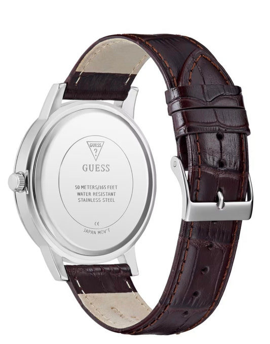 Guess Brown Croc-embossed Leather Watch