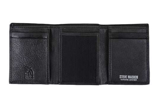 Steve Madden Black RFID Trifold Wallet with Id Window