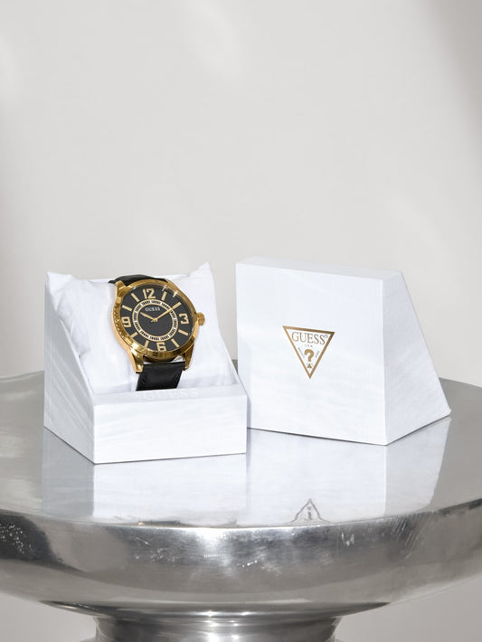 Guess Gold Tone Leather Watch