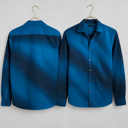 Blue Long Sleeve Printed Shirt
