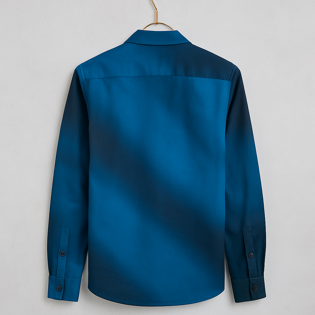 Blue Long Sleeve Printed Shirt