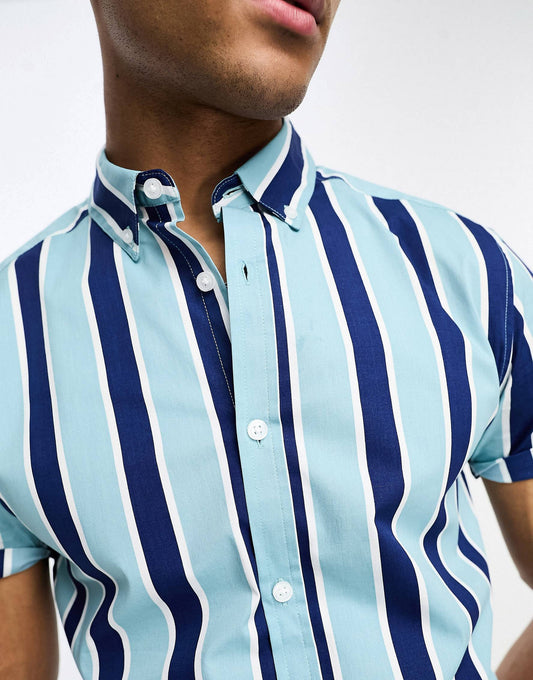 Blue Stripe Slim Shirt