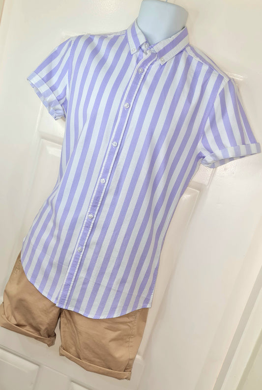 Lilac Skinny Oxford Stripe Shirt