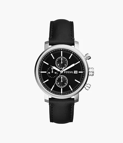 Fossil Black Leather Band Watch