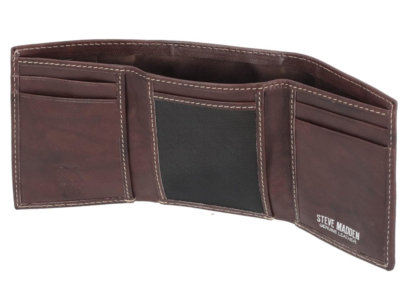 Steve Madden Brown RFID Trifold Wallet with Id Window