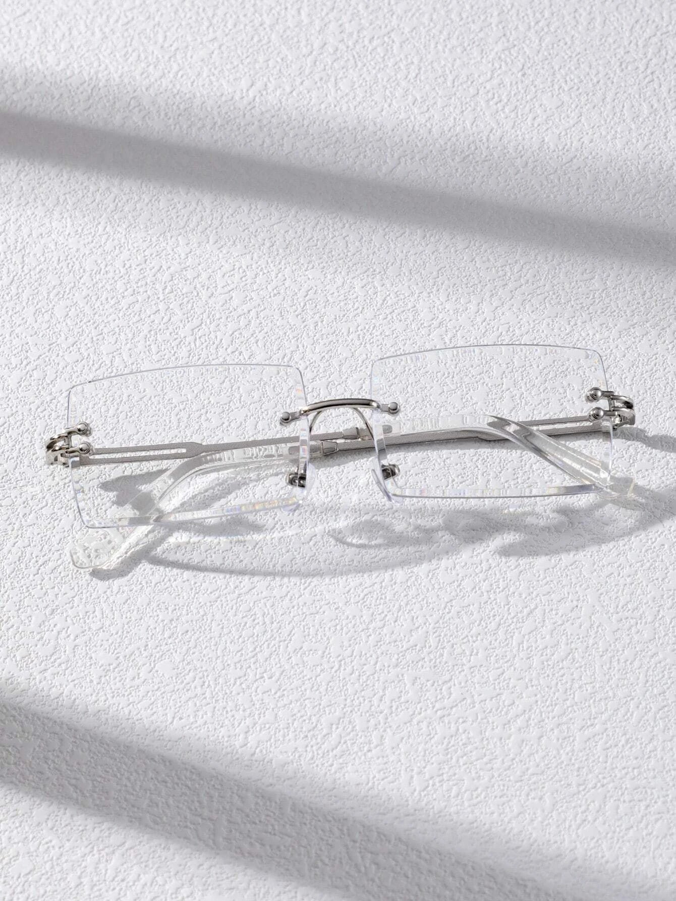 Clear Silver Rimless Fashion Glasses