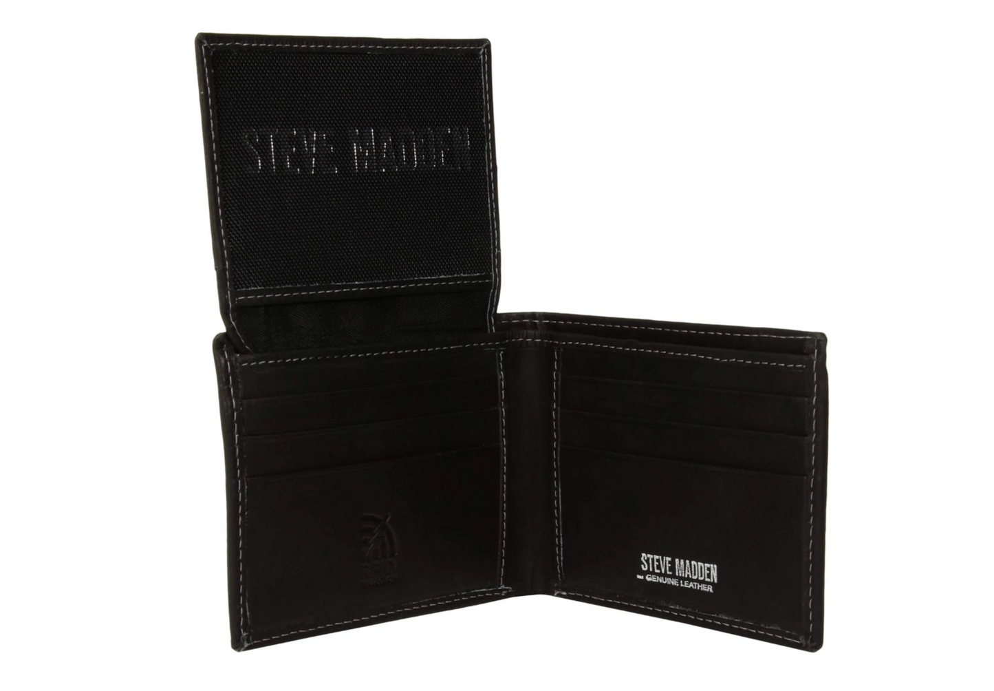 Steve Madden Black Slim Leather Wallet (Antique)