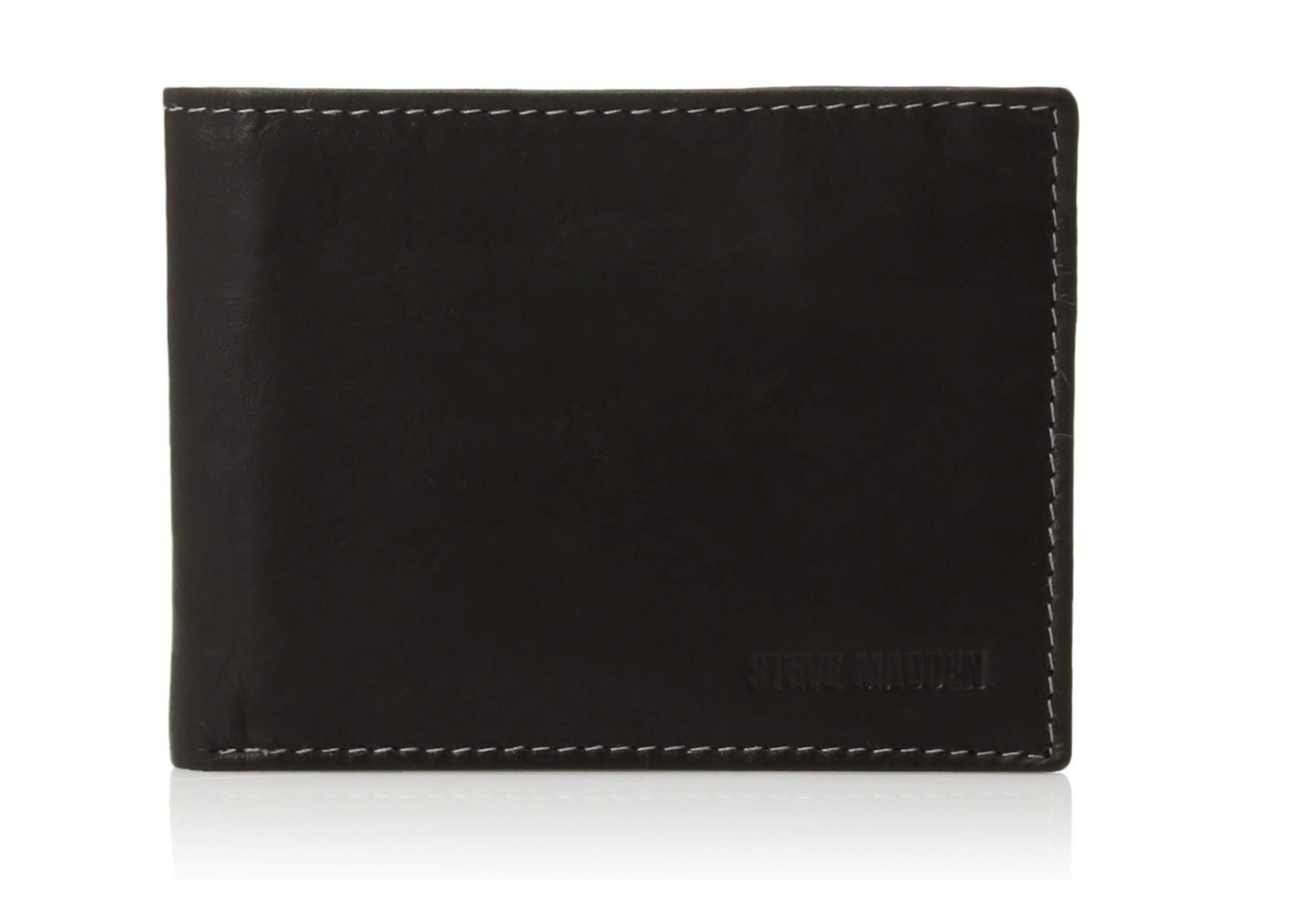 Steve Madden Black Slim Leather Wallet (Antique)