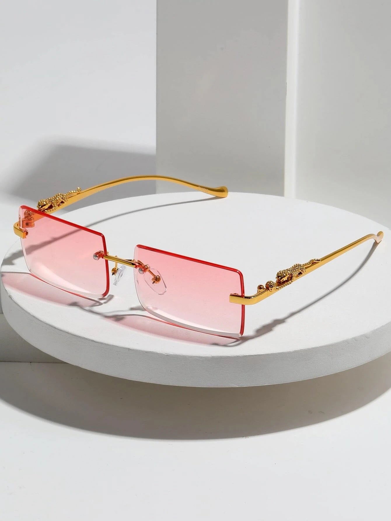 Pink Rimless Fashion Glasses
