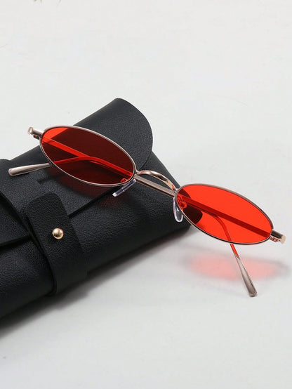 Red Oval frame Sunglasses