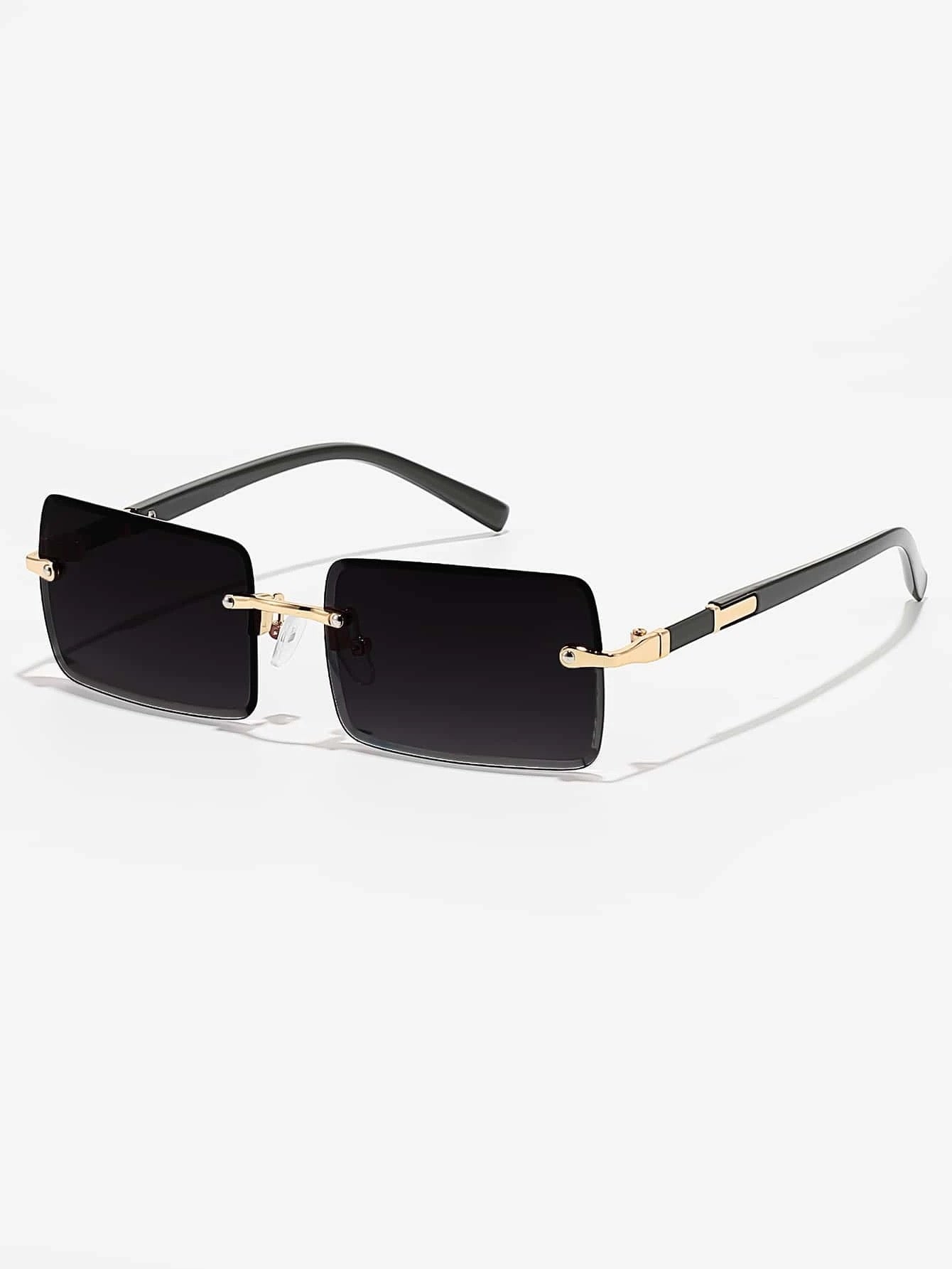 Black & Gold Rimless Sunglasses