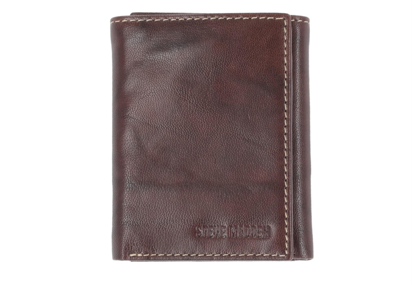 Steve Madden Brown RFID Trifold Wallet with Id Window