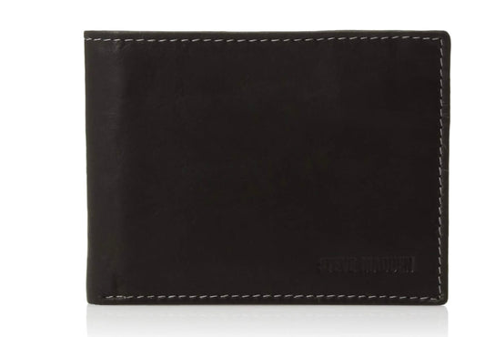 Steve Madden Men's Black Slim Leather Wallet