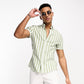 Green Slim Oxford Stripe Shirt