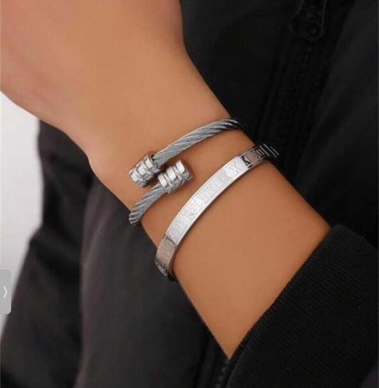 2pc Stainless Steel Band Set