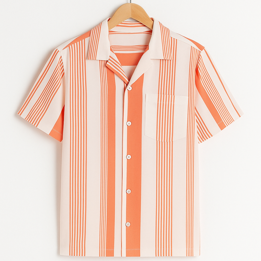 Orange Stripe Revere Shirt