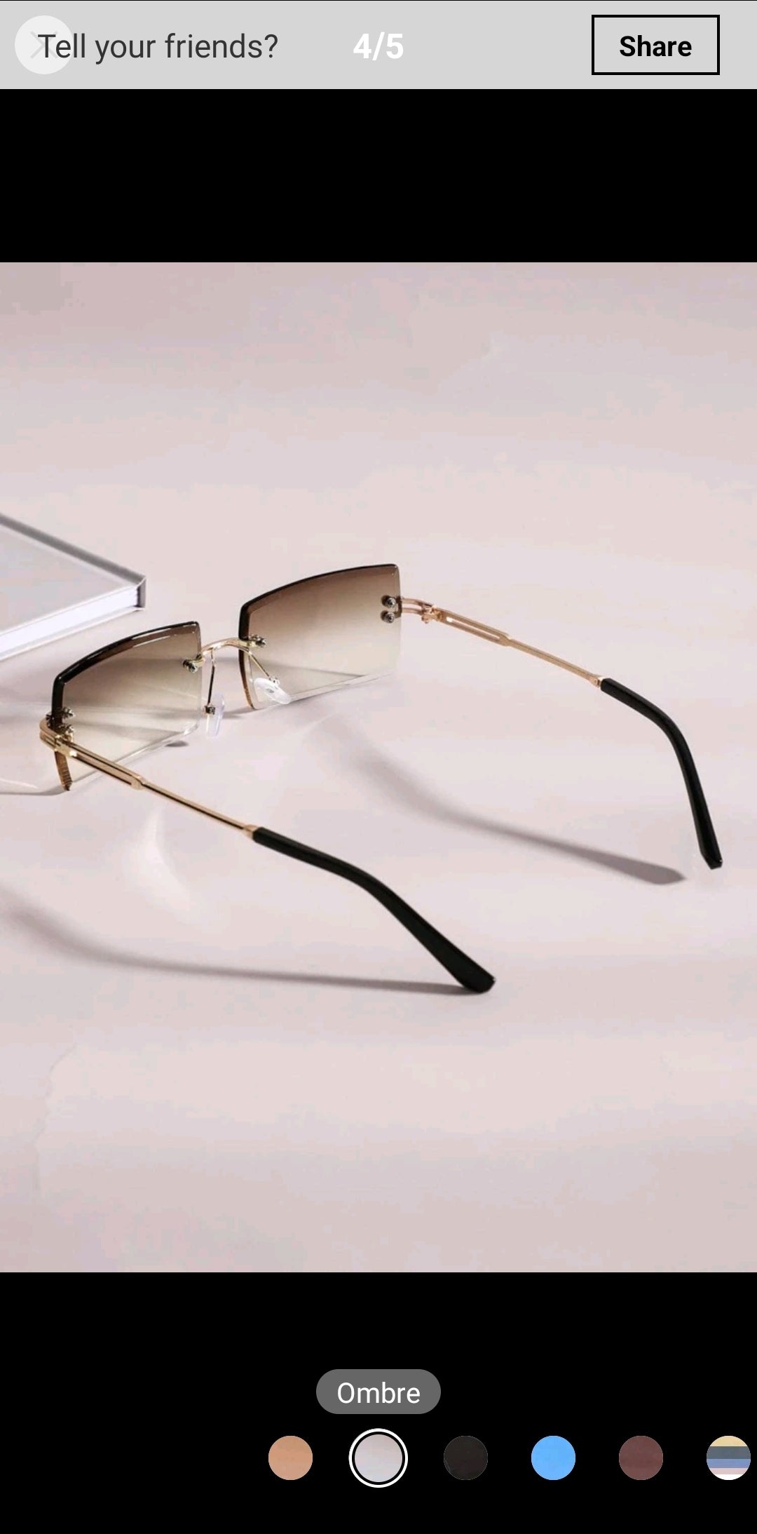 Brown Ombre Rimless Fashion Glasses