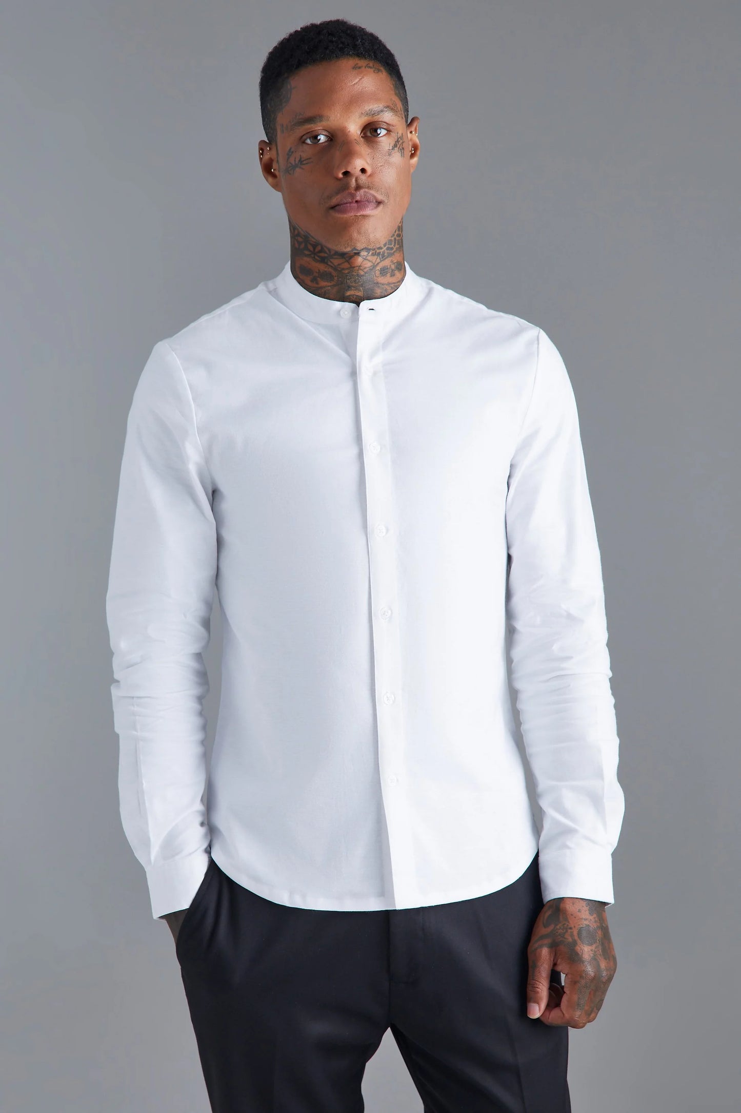 Long Sleeve Slim fit Grandad Shirt