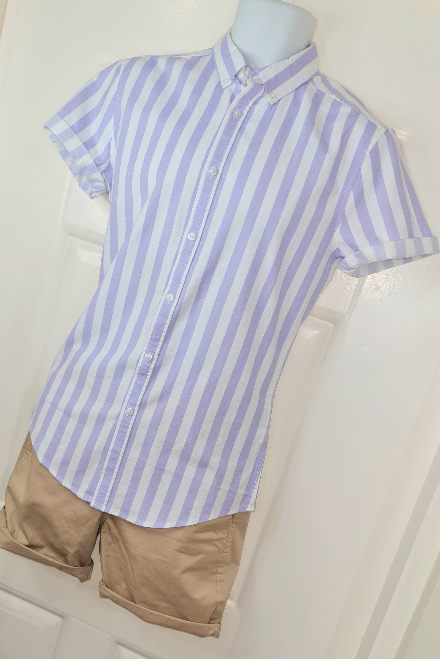 Lilac Skinny Oxford Stripe Shirt