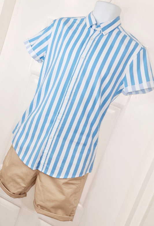 Light Blue Skinny Oxford Stripe Shirt