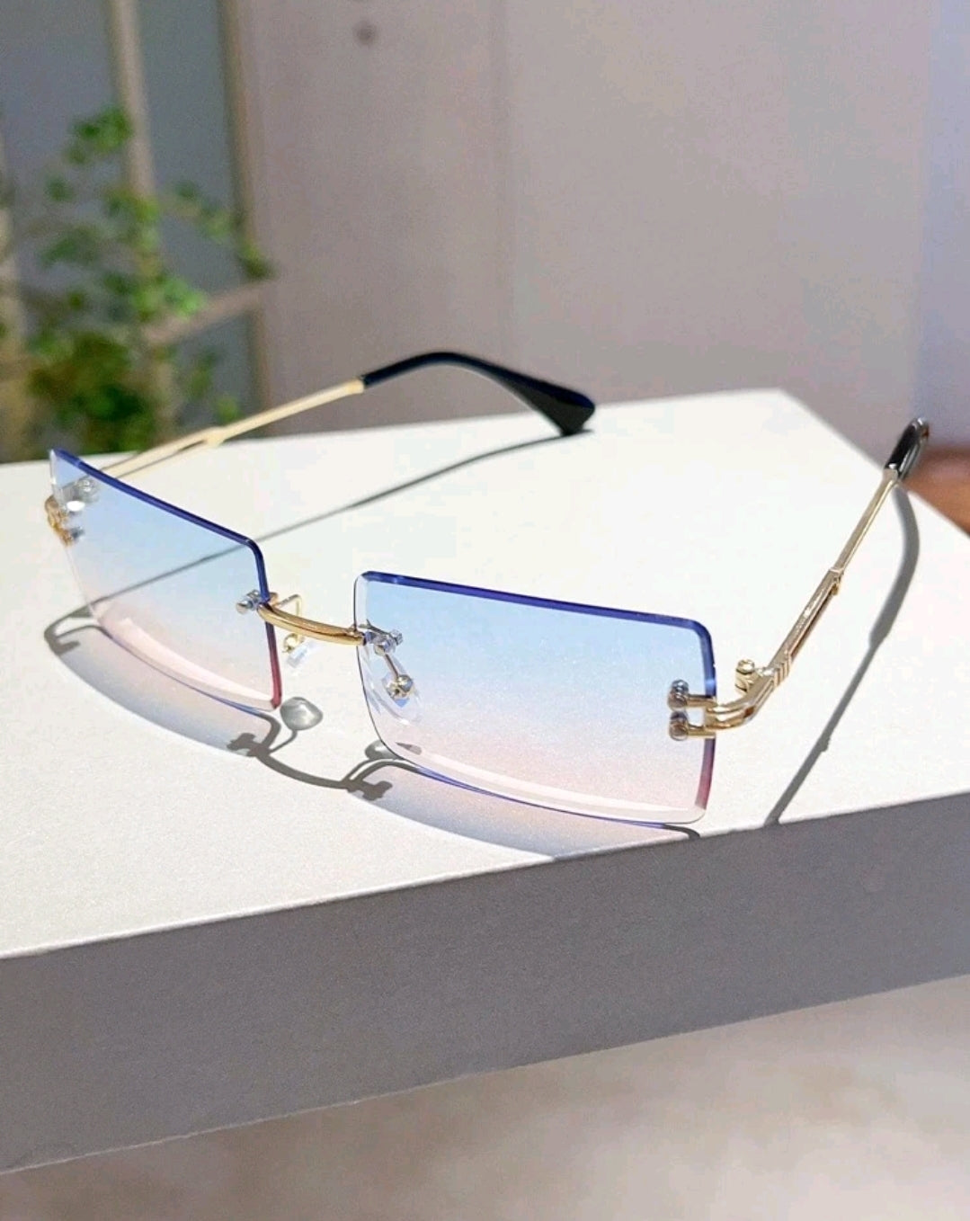 Pink Ombre Rimless Fashion Glasses