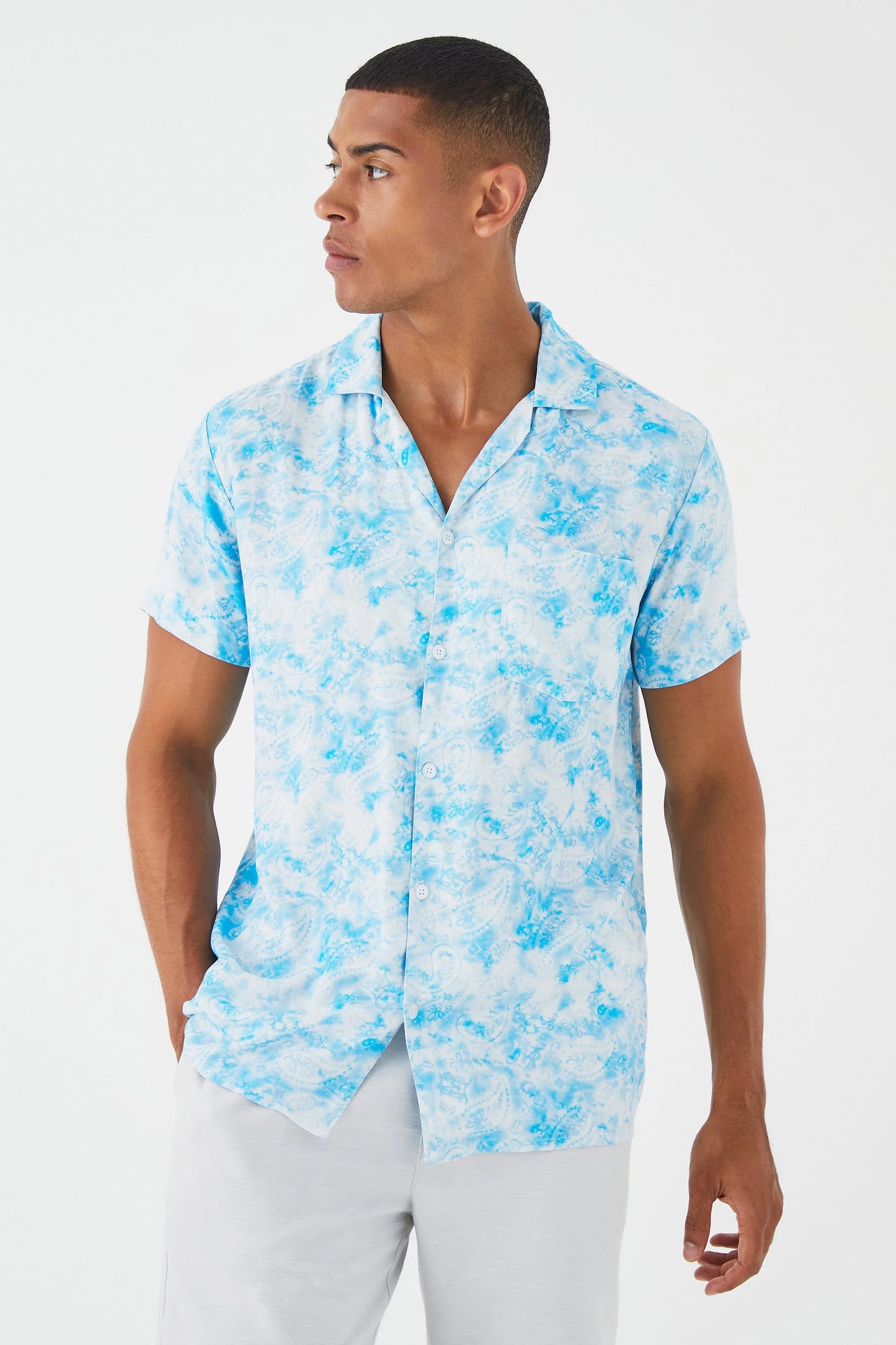 Short Sleeve Viscose Print Shirt