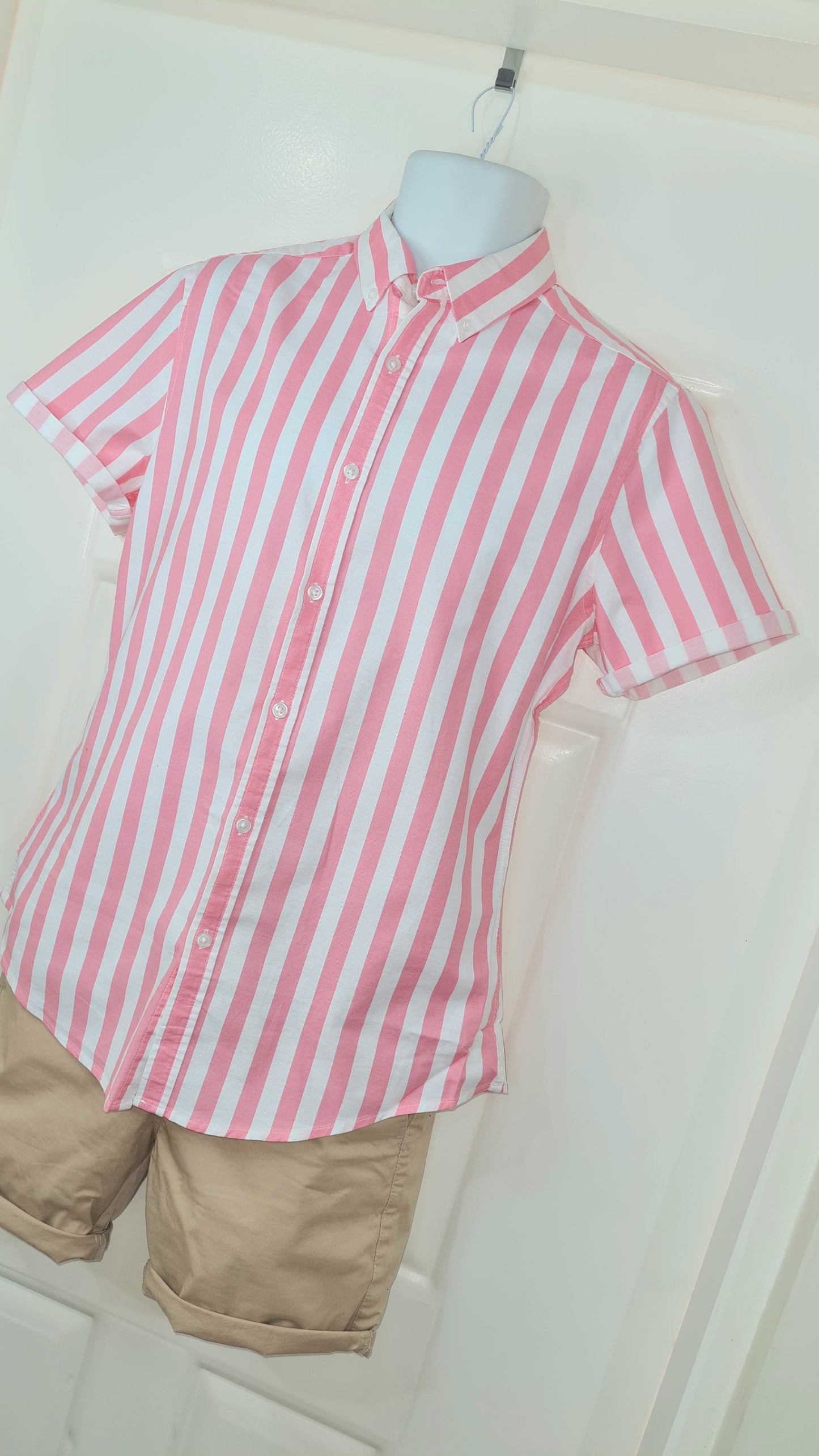 Pink Slim Oxford Stripe Shirt