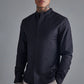 Black Slim-fit Long Sleeve Grandad Shirt